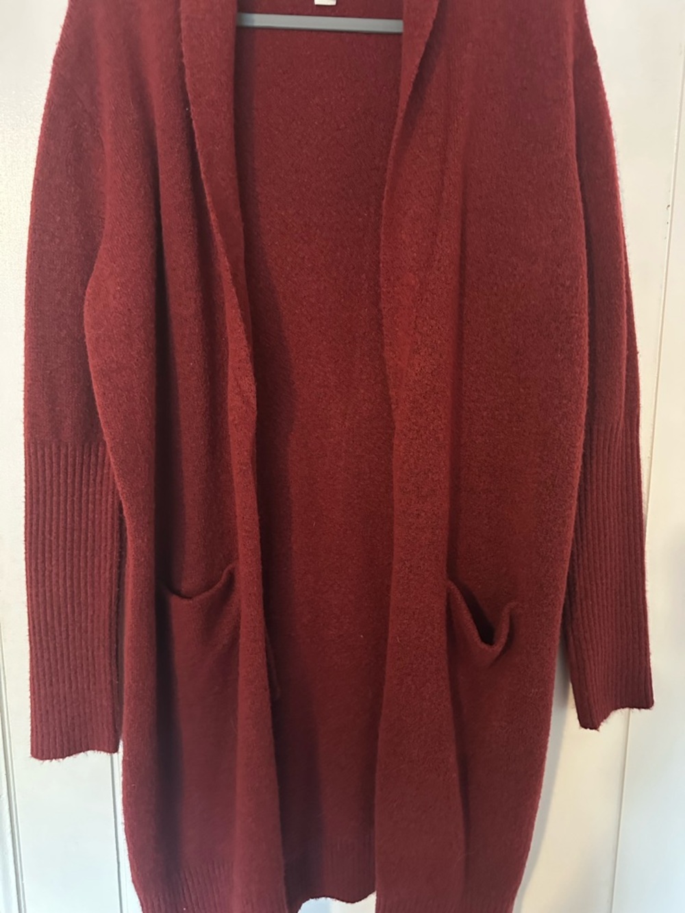 Treasure & Bond Red Ribbed Knit Longline Cardigan Sweater - Picture 4 of 6
